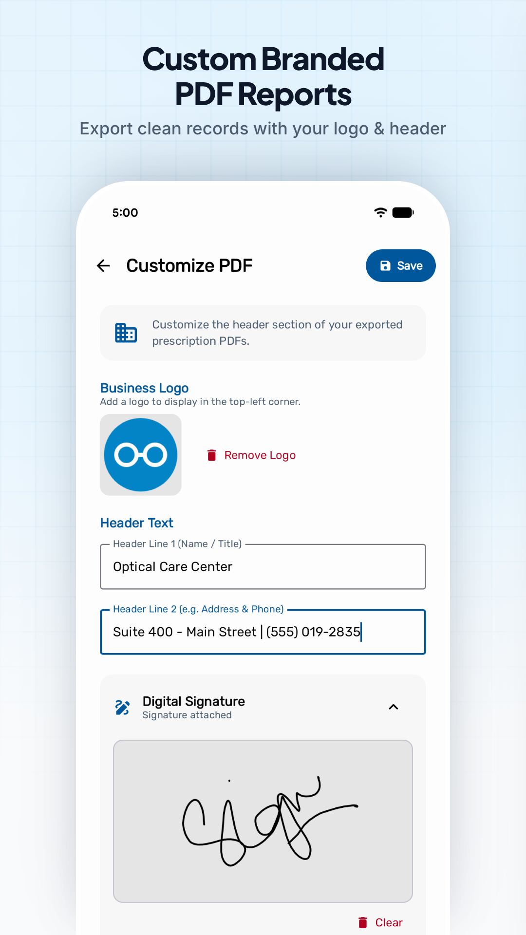 Custom Branded PDF Export